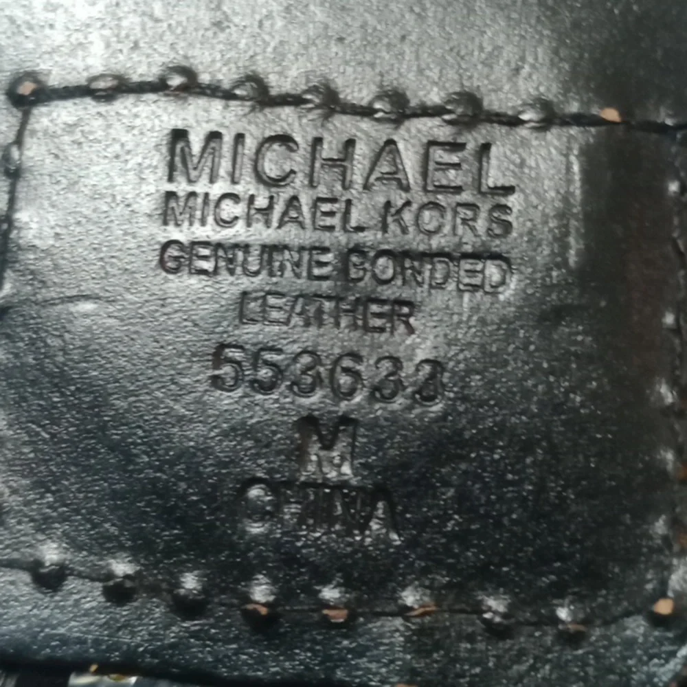 Michael Kors Black Woven Belt with Silver Accents, Medium